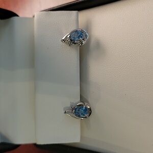 Genuine blue topaz earrings